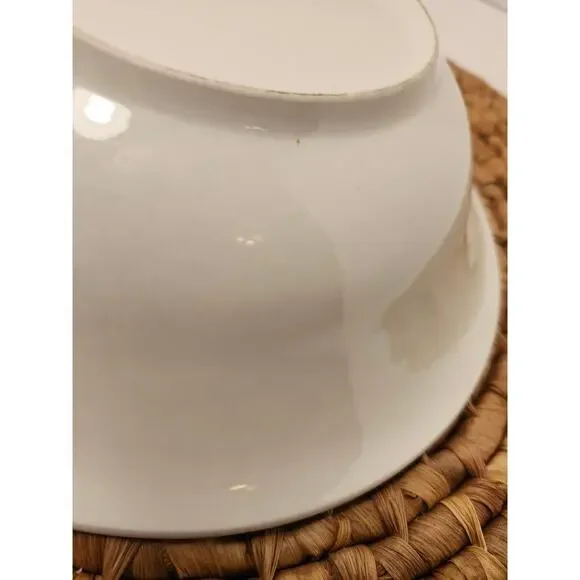 Gibson China Embossed Fruit Serving Bowl 9.5" Apple Grapes Leaves White Single - Picture 8 of 13